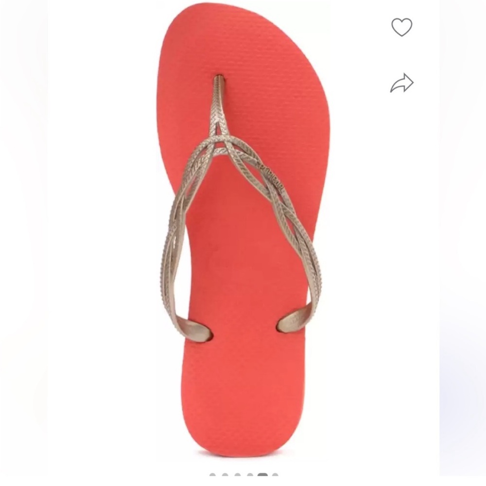 Havaianas Shoes Women’s Sandals Flip Flops Orange Gold size 7